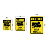 Portrait Round Plus Caution Farm Animals Wall or Door Sign | Farm/Barn Warning Signage