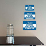 Classic Framed Plus Please Limit Time In Restroom – Be Considerate Door or Wall Sign | Bathroom Signs