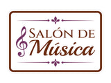 Classic Framed Plus Salón de Música — Music Room Door or Wall Sign | Spanish - Church Room & Area Signs