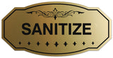 Signs ByLITA Victorian Sanitize Sign - Laser-Engraved Lettering | Durable ABS Plastic | Vibrant Colors | Powerful Foam Tape Wall or Door Sign