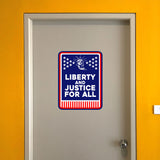 Portrait Round Plus Liberty and Justice for All Door or Wall Sign | Easy Installation | Patriotic Stars and Stripes USA Pride Sign