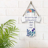 The Lord is my light and my salvation—whom shall I fear? Cross Hanging Sign | Rustic Twine | Inspiring Religious Bible Decor