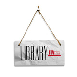 Library 5x10 Hanging Plus Wall or Door Sign | Rustic Twine | Range of Vibrant Decor Styles | Room Signs For Home and Business