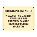 Signs ByLITA Classic Framed Guests Please Note: We accept no liability for injuries or property damage incurred during your stay Door or Wall Sign Easy Installation | Warning Health & Safety | Office & Venues
