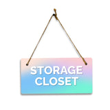 Storage Closet 5x10 Hanging Plus Wall or Door Sign | Rustic Twine | Range of Vibrant Decor Styles | Room Signs For Home and Business