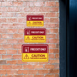 Classic Framed Plus Fire Exit Only Caution This Door Is Alarmed Wall or Door Sign | Health & Safety Warning Signage