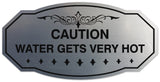 Signs ByLITA Victorian Caution Water Gets Very Hot Wall or Door Sign - Laser-Engraved Lettering | Durable ABS Plastic | Vibrant Colors | Powerful Foam Tape