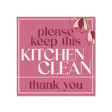 Square Plus Please Keep This Kitchen Clean Thank You Wall or Door Sign | Home & Office Decor