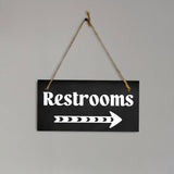 Restrooms Right Arrow 5x10 Hanging Plus Wall or Door Sign | Bathroom Decor