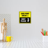 Square Plus Save Point Ahead - Quiet Please Wall or Door Sign | Easy Installation | Gaming Room Signage