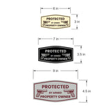 Signs ByLITA Fancy Protected by Armed Property Owner (Handgun) Door or Wall Sign | Home Security Warning Sign