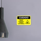 Classic Framed Plus Cuidado Objetos Corto Punzantes Maneje con cuidado Door or Wall Sign | Business Warning Signage