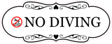 Designer Plus No Diving — Wall or Door Sign | Pool & Aquatic - Sign