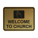 Classic Framed Welcome To Church Praying Hands Wall or Door Sign
