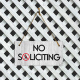 No Soliciting 5x10 Hanging Plus Wall or Door Sign | Public Spaces Decor
