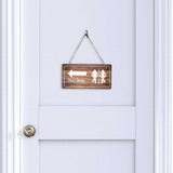 Restroom Signs | Rustic Oak Wood 5 x 10" Hanging Signs
