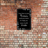 Portrait Round Plus Your Hair Is Your Crown, and We're Here to Help You Wear It With Pride Door or Wall Sign | Hair Stylist Inspirational Positive Decoration