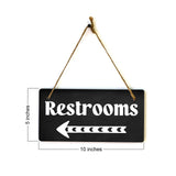 Restrooms Left Arrow 5x10 Hanging Plus Wall or Door Sign | Bathroom Decor
