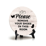 Sign ByLITA Round Please Remove your Shoes In This Room Table Sign (5x5")
