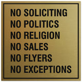 Signs ByLITA Square No Soliciting No Politics Sign - Easy Installation | Durable Material