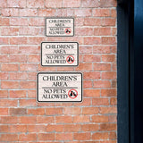 Classic Framed Plus Children’s Area – No Pets Allowed Door or Wall Sign | Children's Warning and Safety Signs