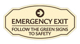 Signs ByLITA Victorian Emergency Exit Follow the Green Signs to Safety Durable Plastic Sign | Easy Installation | Elegant Design Wall or Door Sign