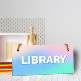 Library 5x10 Hanging Plus Wall or Door Sign | Rustic Twine | Range of Vibrant Decor Styles | Room Signs For Home and Business