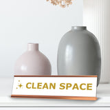 Clean Space, Golden Gold Frame, Desk Sign (2x8")