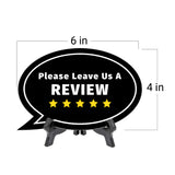 Please Leave Us A Review Oval Speech Bubble (6 x 4") Table Sign With Acrylic Easel