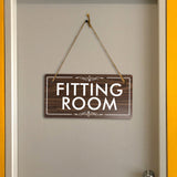 Fitting Room 5x10 Hanging Plus Wall or Door Sign | Rustic Twine | Retail Store Signage