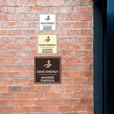 Signs ByLITA Square Save Energy Door or Wall Sign | Spanish Bilingual Business and Office Signs