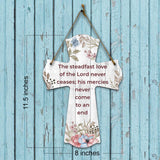 The steadfast love of the Lord never ceases; his mercies never come to an end Cross Hanging Sign | Rustic Twine | Inspiring Religious Bible Decor