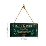 Garden Rules Grab a Drink SIT BACK & RELAX Soak up the Sun Enjoy! 5x10 Hanging Wall or Door Sign | Warm Welcoming Signage For Homes