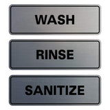 All Quality Standard WASH RINSE SANITIZE Set of 3 Bay Sink Signs - Restaurant & Commercial Kitchen Sink Signs - Easy to Install