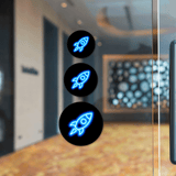 Circle Plus Rocket Neon Graphic Style Wall or Door Sign | Live Streamer Gaming Themed Decoration