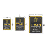 Portrait Round Plus Trash Goes In the Bin Not On the Counter Wall or Door Sign | Office Rules Sign for Waiting Area & Group Sessions