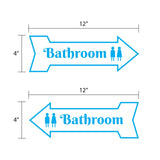 Arrow Shape Bathroom 12x4" Wall or Door Sign | Restrooms Signage