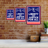 Portrait Round Plus Liberty and Justice for All Door or Wall Sign | Easy Installation | Patriotic Stars and Stripes USA Pride Sign