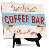 Signs ByLita Coffee Bar Please Enjoy, Classic Design Table Sign With Acrylic Stand (8 x 6