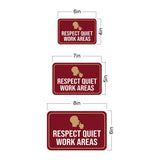 Classic Framed Plus Respect Quiet Work Areas Wall or Door Sign | Office Education and Library