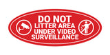 Signs ByLITA Oval Do Not Litter Area Under Video Surveillance Sign - Laser-Engraved Lettering | Durable ABS Plastic | Vibrant Colors | Powerful Foam Tape