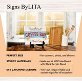Signs ByLita Coffee Bar Please Enjoy, Classic Design Table Sign With Acrylic Stand (8 x 6")