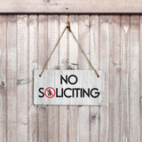 No Soliciting 5x10 Hanging Plus Wall or Door Sign | Public Spaces Decor