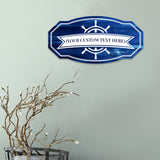 Victorian Custom plus Boat (Catalina Blue Wood) Door or Wall Sign | Easy Installation | Family & Business Signage
