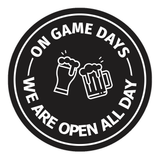 Signs ByLITA Circle On Game Days, We are Open All Day ABS Plastic | Laser Engraved | Easy Installation | Elegant Design Wall or Door Sign