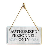 Access & Entry Control | Rustic White Wood 5 x 10" Hanging Signs