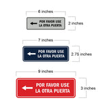 Signs ByLITA Standard Por Favor Use la Otra Puerta Left Arrow Sign | Spanish Workplace Business Direction Signs