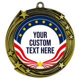 Gold Star Custom Personalized Stars Design Medal | Choice of Ribbon | USA Flag Personalized Award