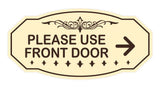 Victorian Please Use Front Door (Right Arrow) Wall or Door Sign