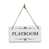 Playroom 5x10 Hanging Plus Wall or Door Sign | Rustic Twine | Range of Vibrant Decor Styles | Room Signs For Home and Business
